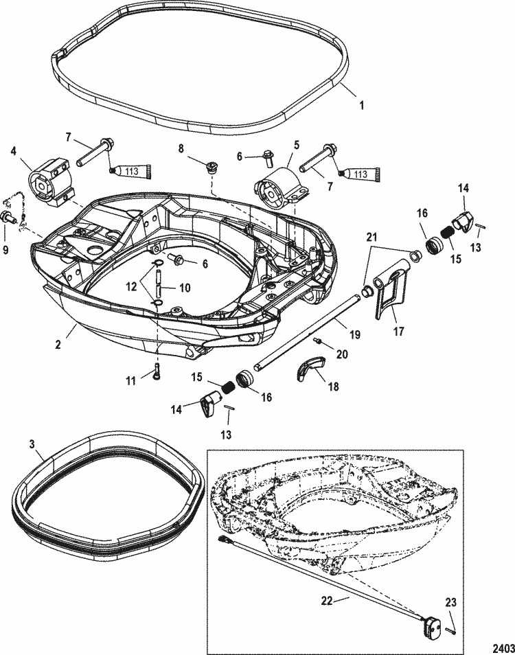 Mercury Marine 250 HP Verado (4-Stroke) (6 Cylinder) Mount Cradle Parts