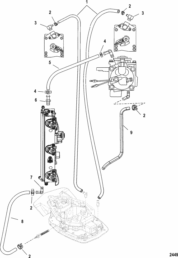 Mercury Mariner Racing 2.5XS 2.5L DFI Water Hoses Parts