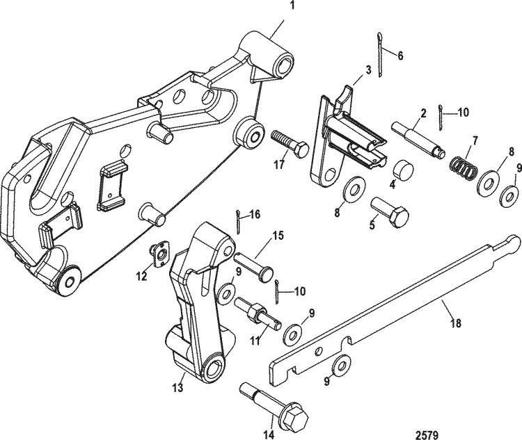 MerCruiser 4.3L Carburetor Alpha / Bravo Shift Bracket (Bravo) Parts