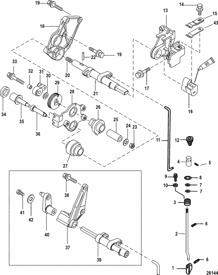 Mariner 30 HP EFI (3 Cylinder) (4-Stroke) Shift & Cam Rod, Jet Parts