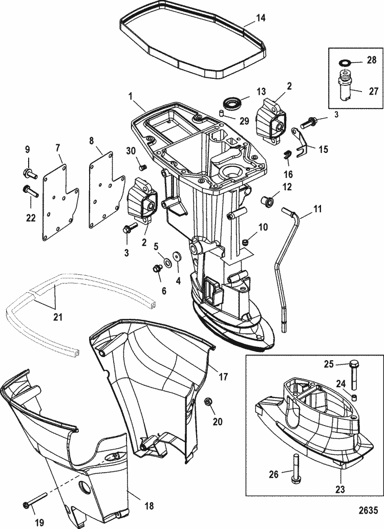 Mercury Marine 15 HP (4-Stroke) Driveshaft Housing Parts