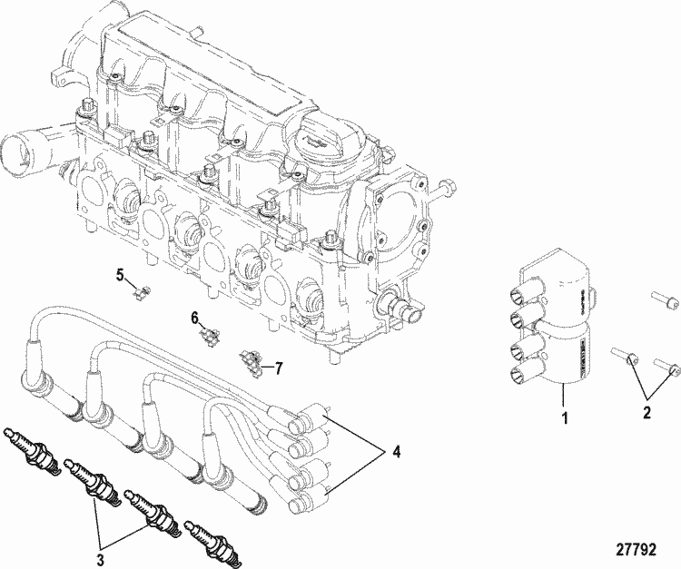 MerCruiser 100 Vazer EC Electrical Components, Coil, Spark Plugs