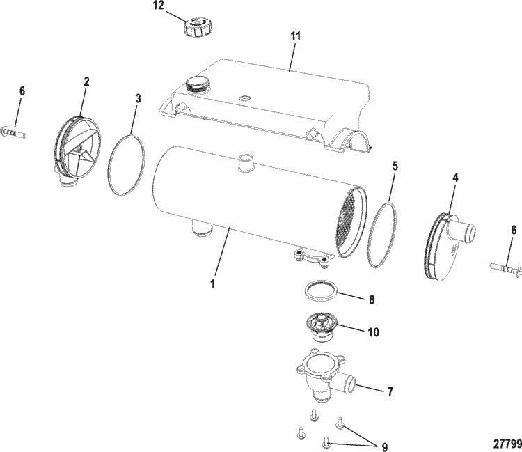 MerCruiser 100 Vazer Cooling System, Heat Exchanger Parts
