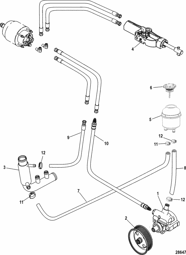 MerCruiser 100 Vazer Steering Components, Hydraulic Power Steering Parts