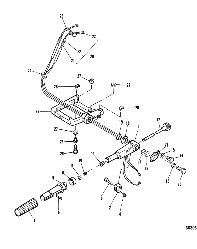 Mariner W8 (M) (W / Marathon) Steering Handle Parts