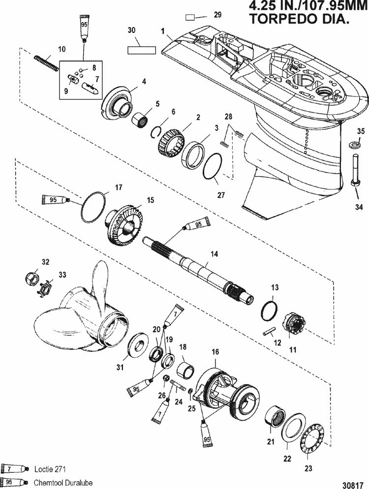 Mercury Marine 60 HP (4Stroke) (4 Cylinder) Gear Housing (Prop Shaft