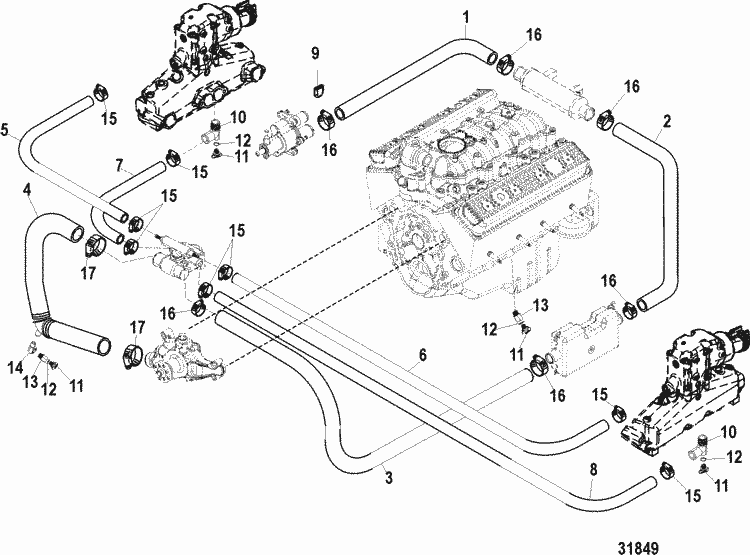 Mercruiser 383 Stroker Scorpion Standard Cooling System Manual Drain Parts