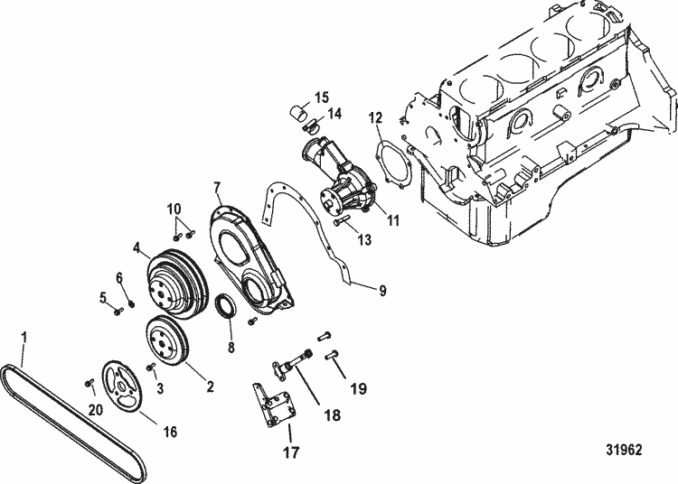 Mercruiser 3 0l Mpi Ec Cylinder Block  Front Cover