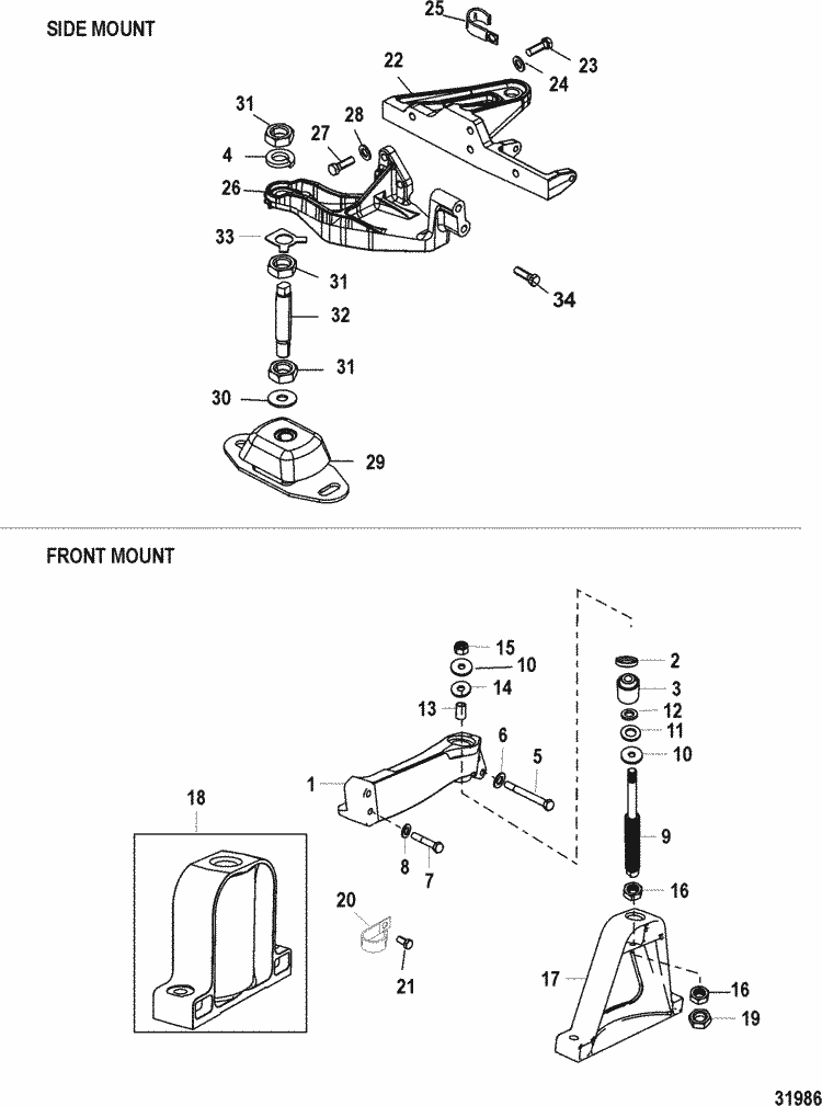 MerCruiser 3.0L MPI EC Engine Mounting Parts