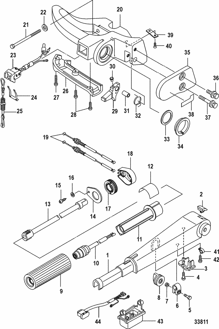 Mercury Marine 15 Carburetor (2 Cylinder) (4Stroke) Tiller Handle Parts