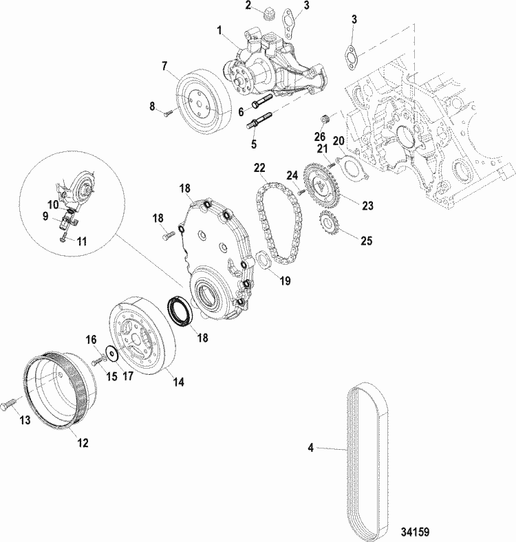 MerCruiser 383 Mag Stroker Front Cover & Circulating Pump Parts