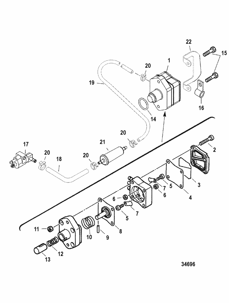 Mercury Marine 50 HP Bigfoot (4-Stroke) Fuel Pump Parts wiring diagram mercury 9 9 4 stroke 