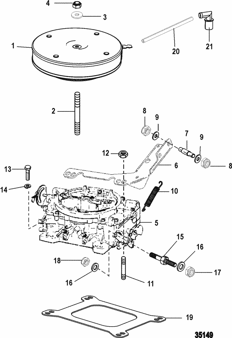 MerCruiser 350 (4 Barrel) Gen+ Crate Engine Carburetor ... mercruiser engine block diagrams 