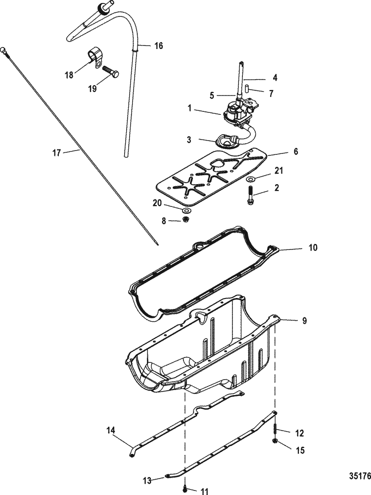 MerCruiser 350 Alpha (4 Barrel) Crate Engine Oil Pan & Oil Pump Parts