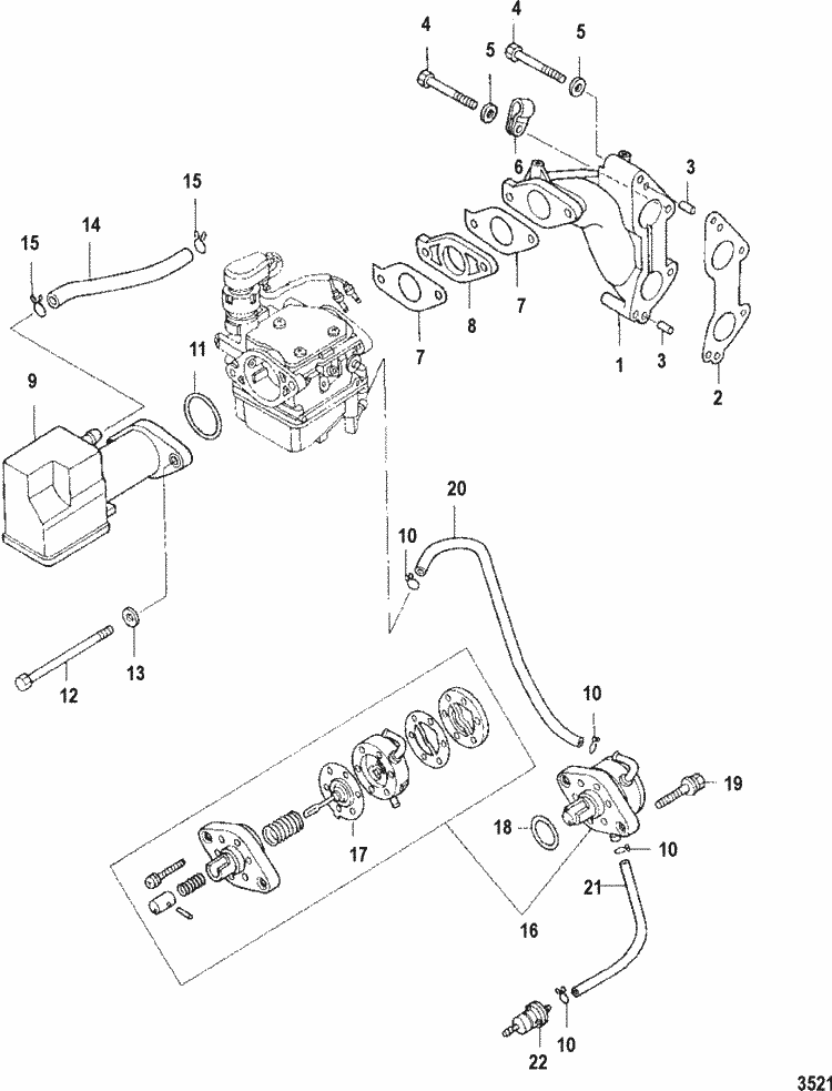 Mercury Marine 15 SeaPro (4Stroke) Intake Manifold & Fuel Pump Parts