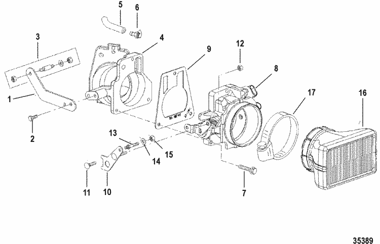 MerCruiser 7.4L MPI MIE (L29) Gen. VI GM 454 V-8 1998-2000 Throttle