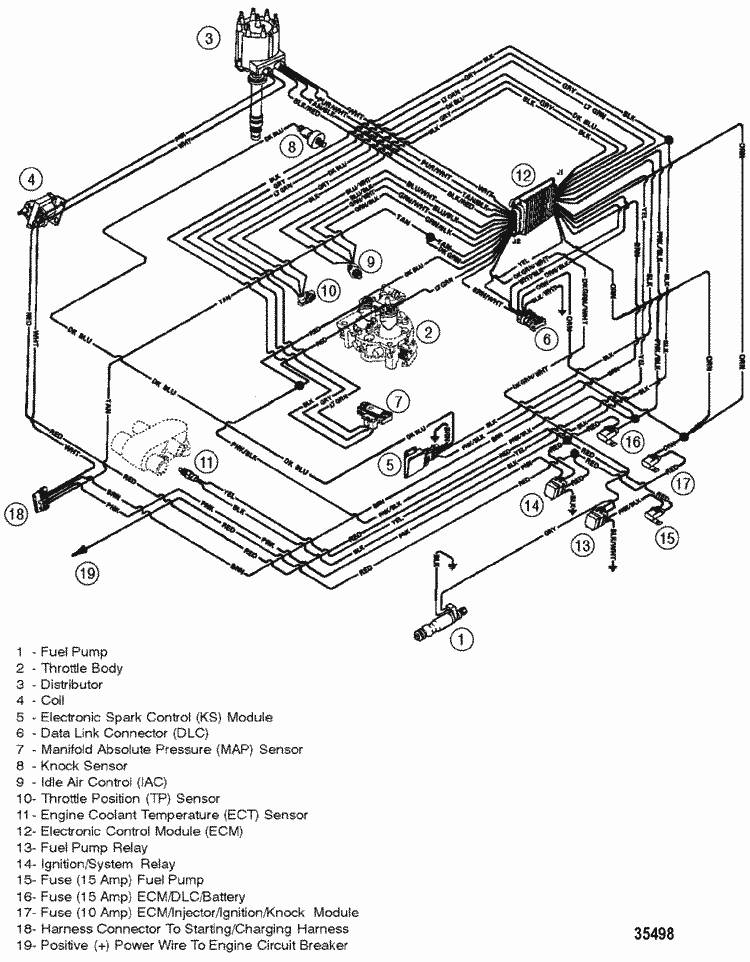 MerCruiser 5.0L EFI GM 305 V-8 1998 Wiring Harness (Efi) Parts 1996 5 4 engine diagram 