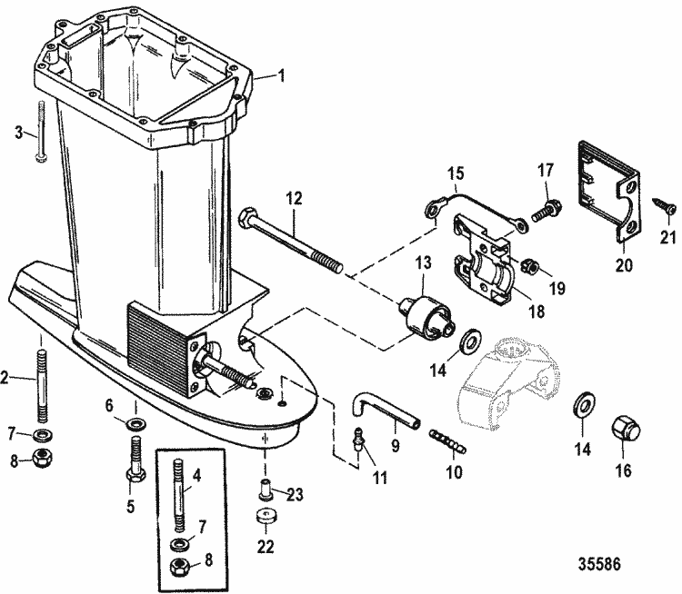 Mariner 60 HP (3 Cylinder) Bigfoot Driveshaft Housing Parts