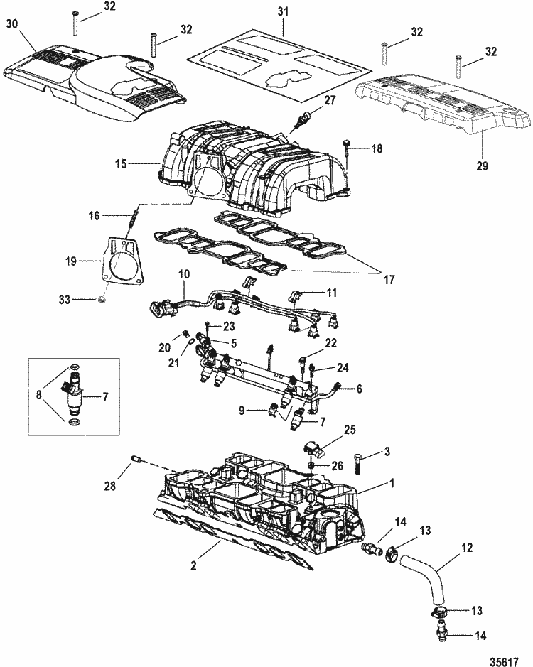 MerCruiser 7.4L Bravo (MPI) (Gen. VI) GM 454 V-8 1998-2000 ... mercruiser engine block diagrams 