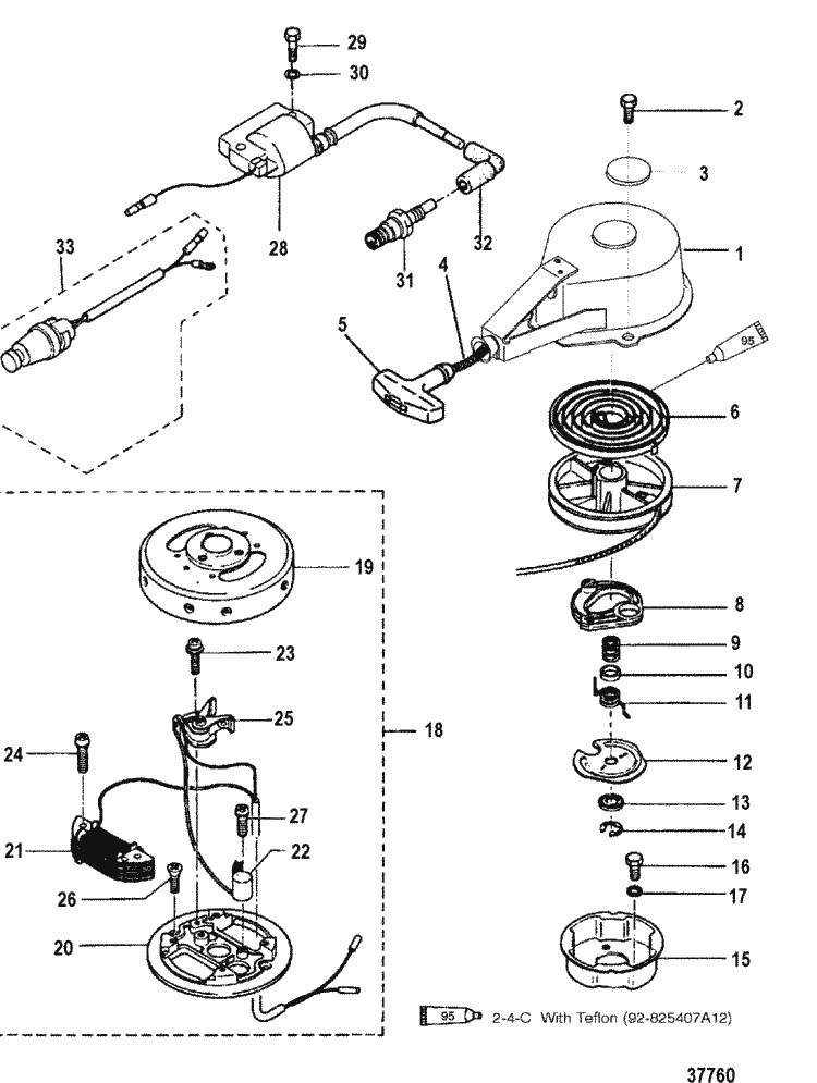 Mariner 2.5 HP Recoil & Ignition Components (Breaker Point Ignition) Parts