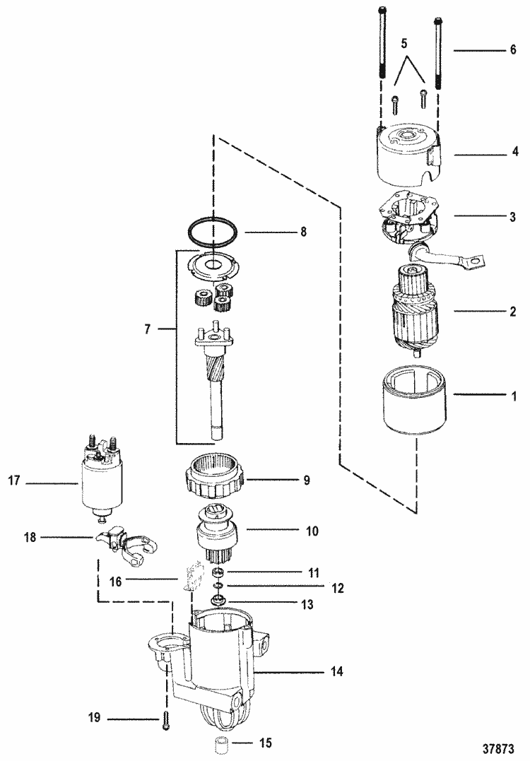 MerCruiser 7.4L Bravo (Gen. VI) GM 454 V-8 1996-1997 Starter Motor Parts