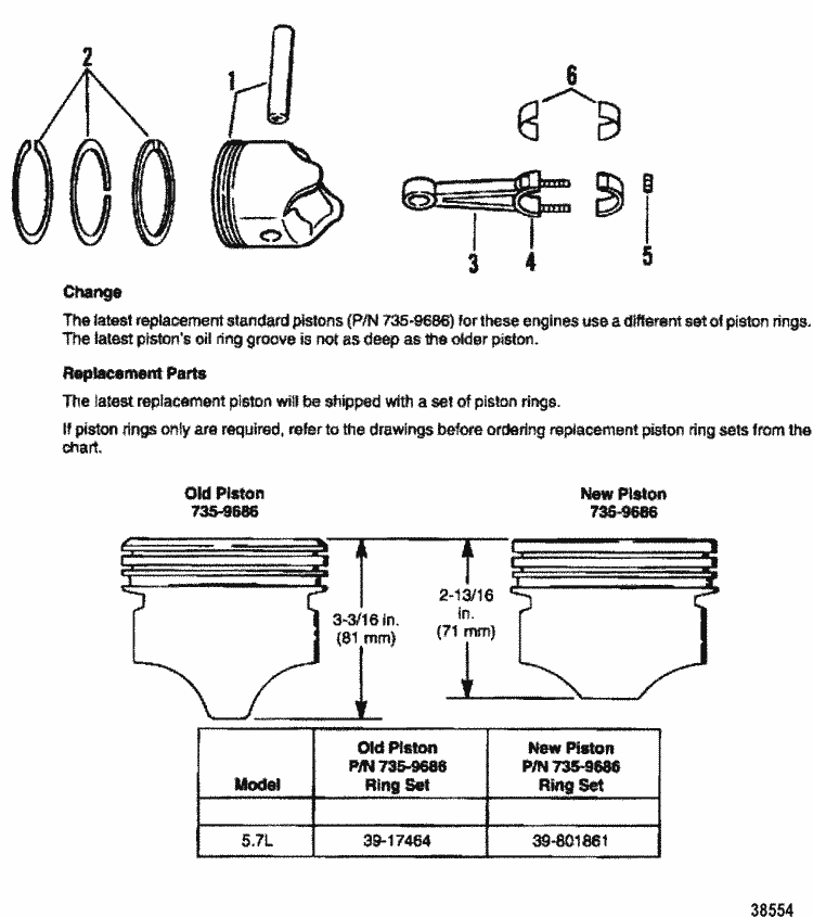 MerCruiser 5.7L GM 350 V8 19881995 Pistons & Connecting Rods Parts