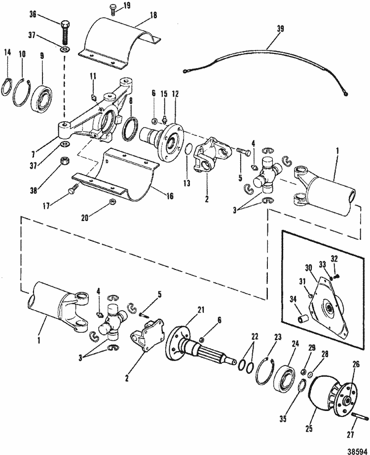 MerCruiser 5.7L GM 350 V8 19881995 Driveshaft Extension Components