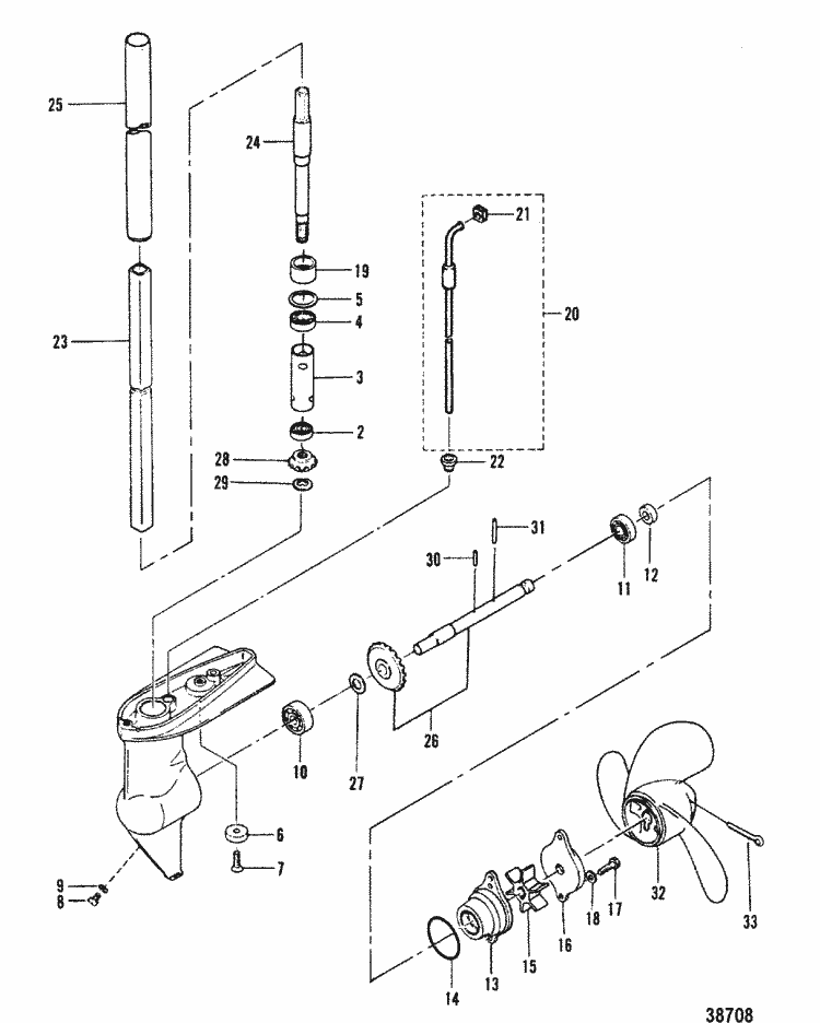 diagram static shear Housing Gear 2.2M Marine Complete Mercury Parts HP Assembly