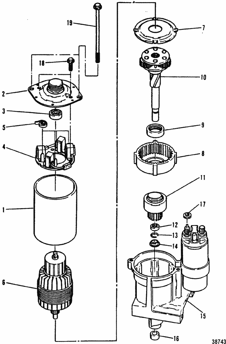 MerCruiser 4.3LX (Gen. II) (4 Barrel.) GM 262 V-6 1993-1995 Starter