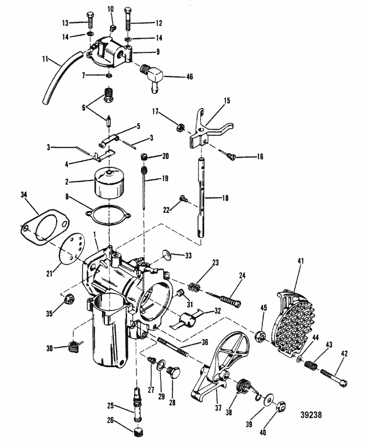 Mercury Marine 40 HP (2 Cylinder) Carburetor Assembly Parts 1998 omc wiring diagram 