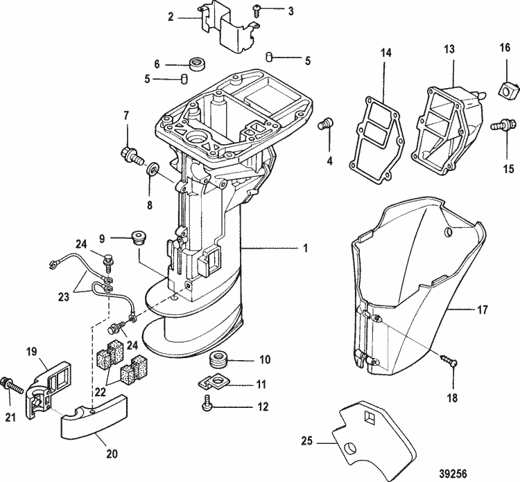 Mariner 9.9 HP (4-Stroke) (209 cc) Driveshaft Housing, Non Bigfoot Parts