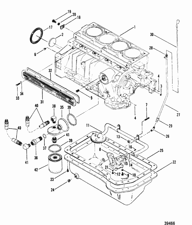 Cylinder Block, Oil Pump & Oil Pan for Mercruiser (165 HP ... mercruiser engine block diagrams 