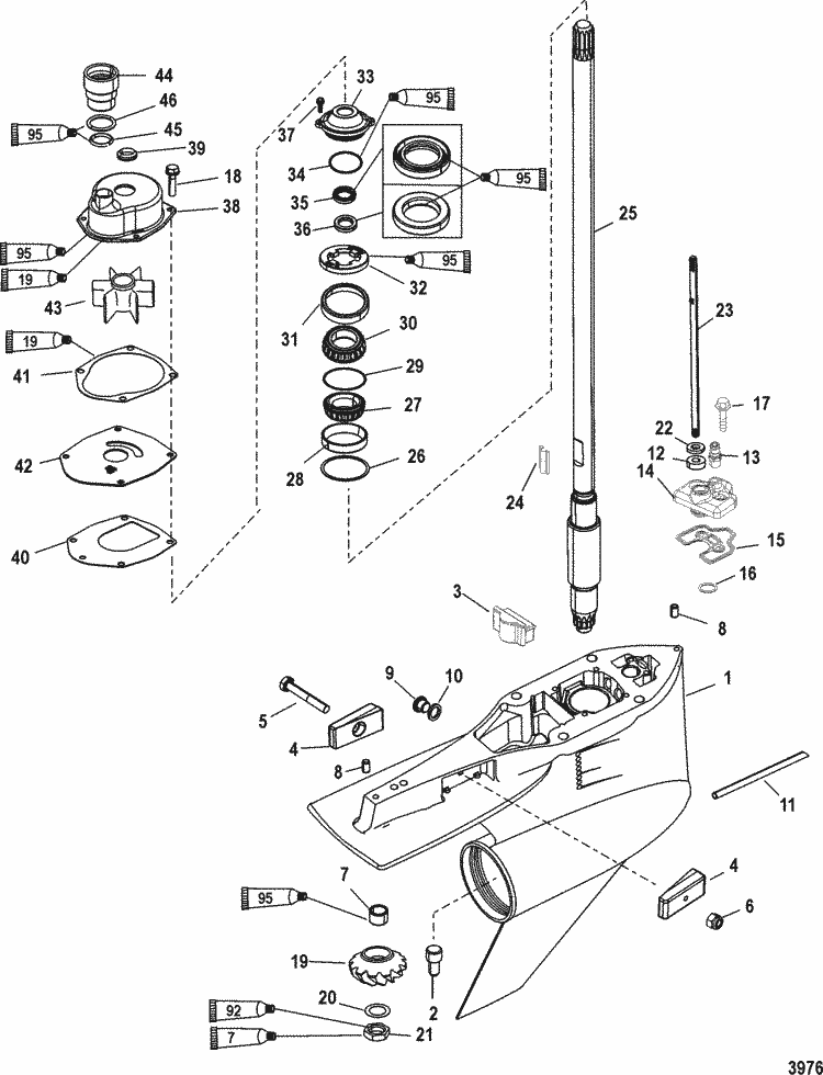 Mercury Marine 250 HP Pro XS (3.0L DFI) Gear Housing (Driveshaft