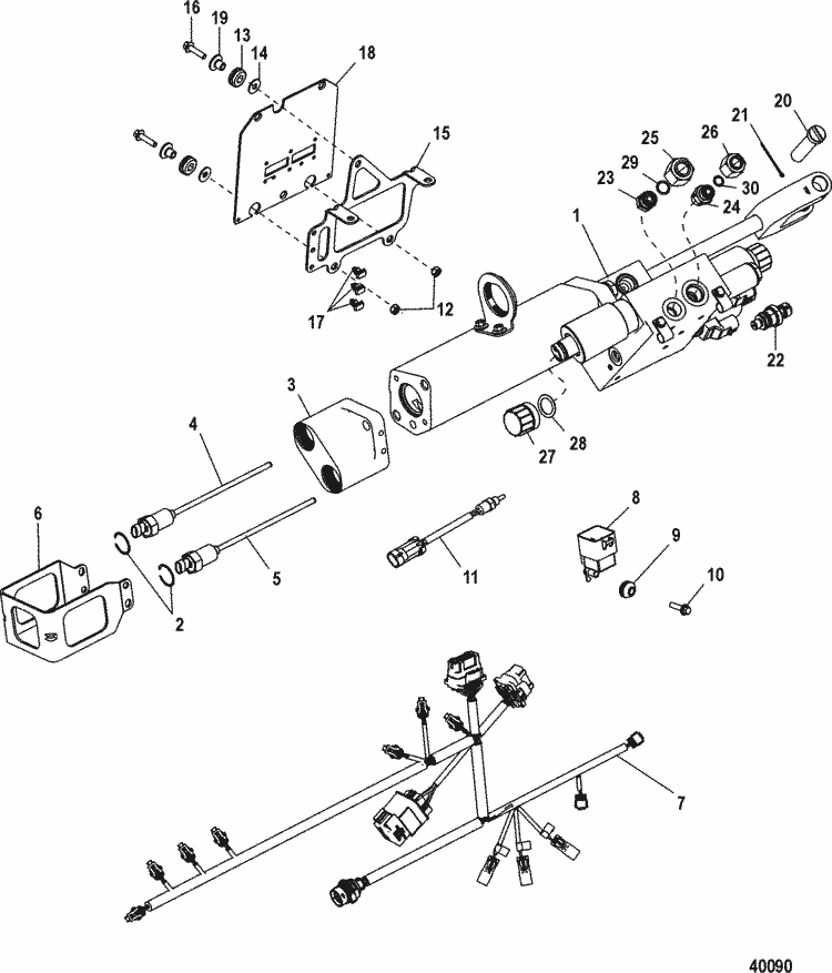 MerCruiser Bravo One Steering Actuator, Axius (Sensors With E-clip
