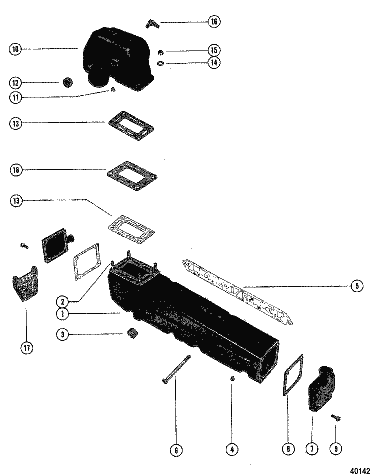 MerCruiser 260 (4 Barrel.) GM 350 V-8 1978-1982 Exhaust ... mercruiser exhaust diagram 