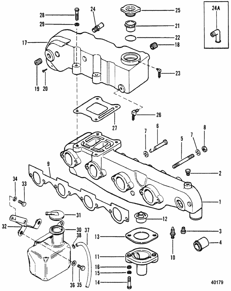 MerCruiser 470 (2 Barrel.) Mercury 224 I / L4 1983-1984 Exhaust