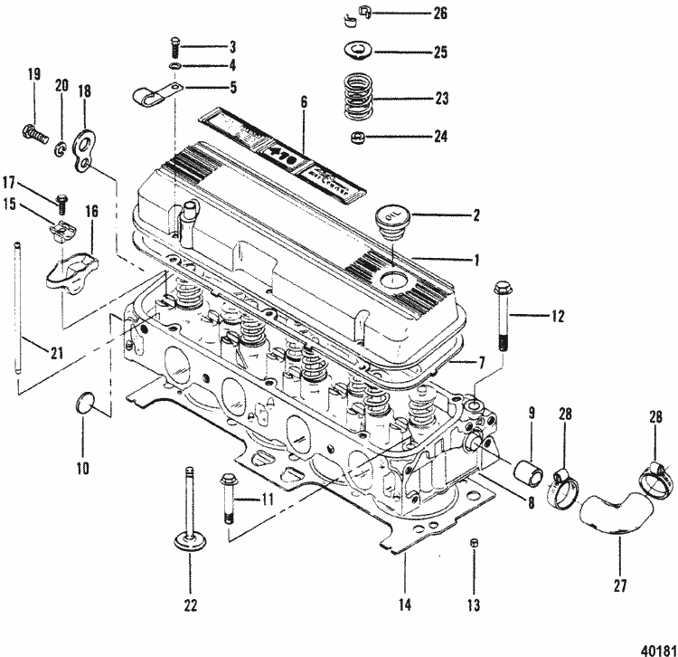 MerCruiser 470 (2 Barrel.) Mercury 224 I / L4 1983-1984 Cylinder Head