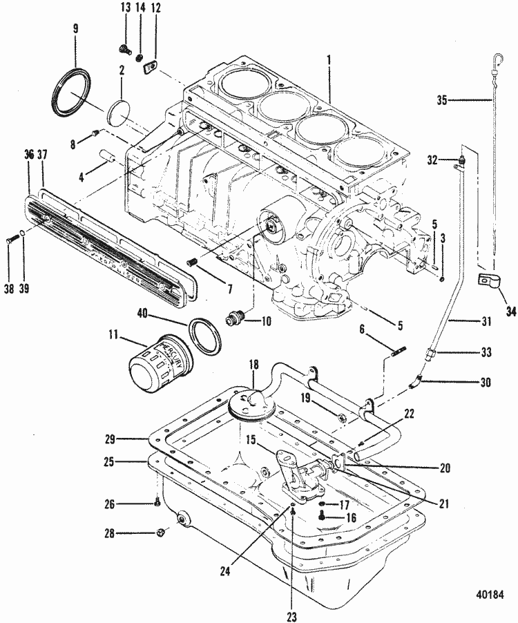 MerCruiser 470 (2 Barrel.) Mercury 224 I / L4 1983-1984 Cylinder Block