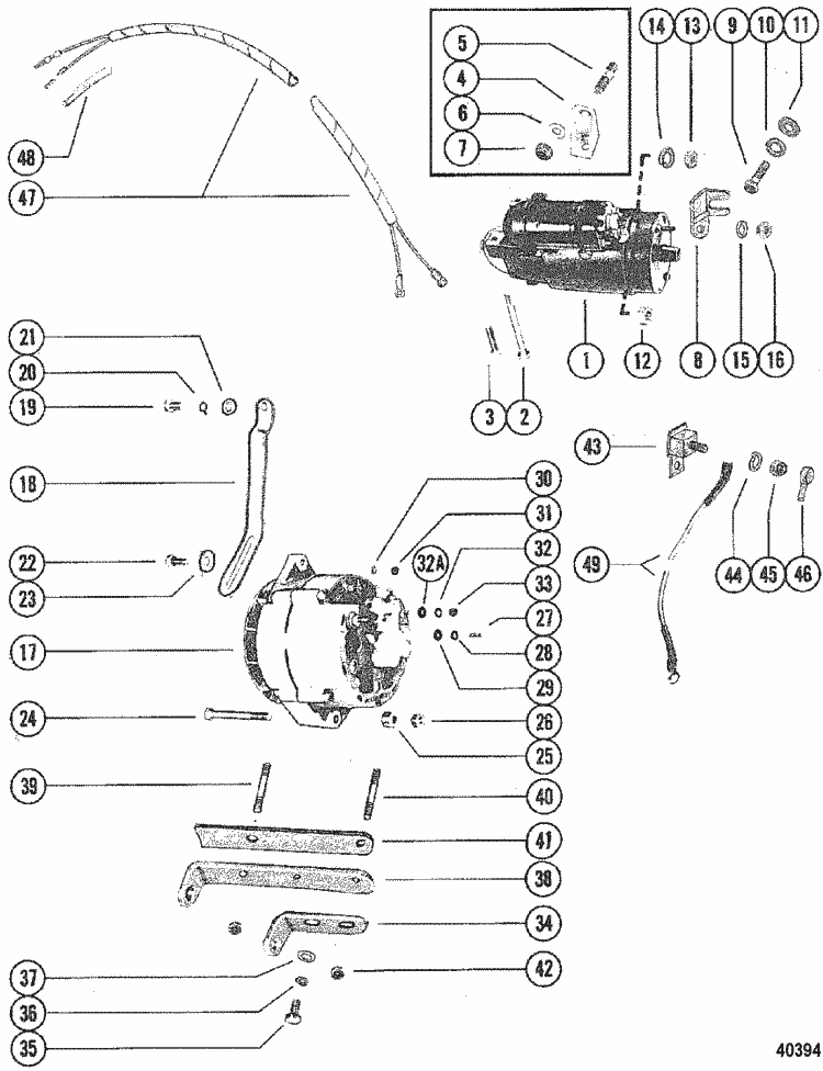 MerCruiser 120 GM 153 I / L4 19791982 Starter Motor & Alternator Parts