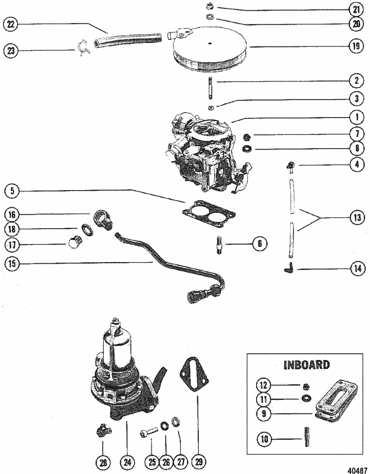 MerCruiser 470 (2 Barrel.) Mercury 224 I / L4 19801982 Carburetor
