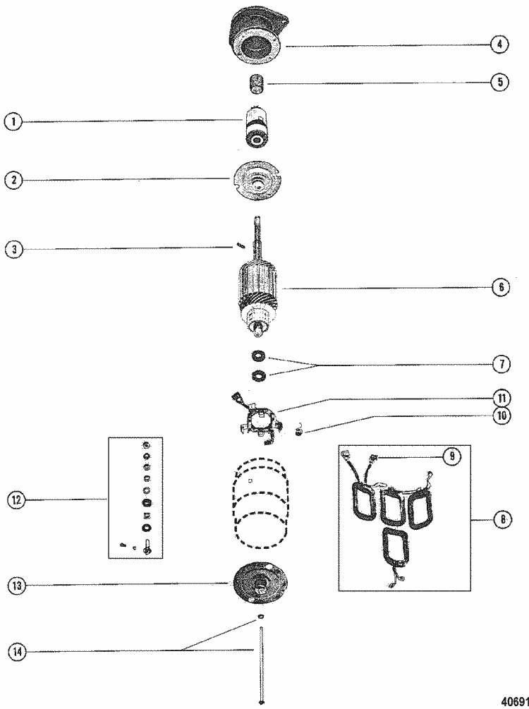 MerCruiser 470 (2 Barrel.) Mercury 224 I / L4 19801982 Starter Motor