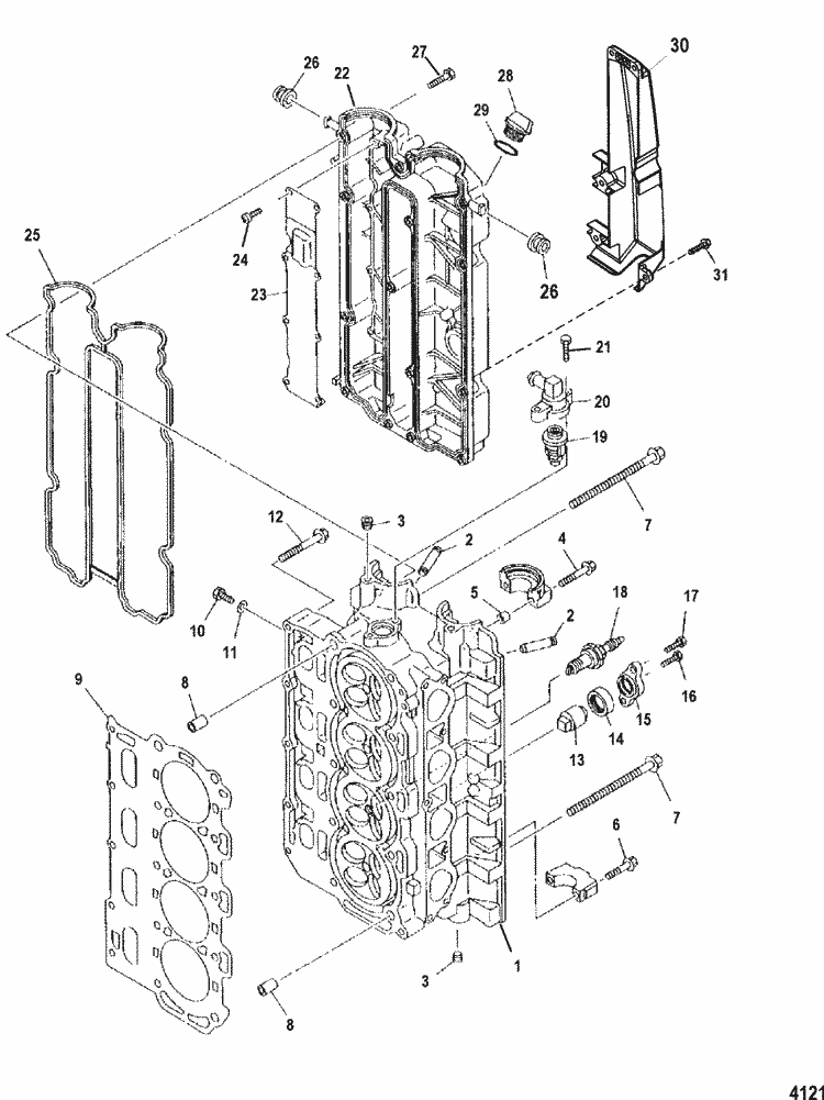 Mercury Marine 115 HP EFI (4-Stroke) Cylinder Head Parts
