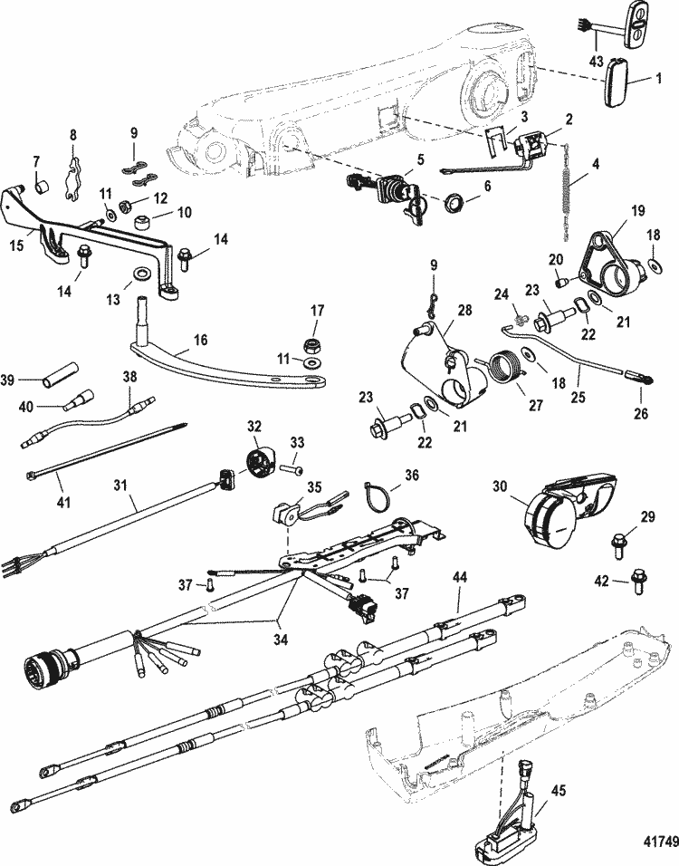 Mercury Marine Steering Systems & Components Big Tiller Handle Kit Components (Manual 4060