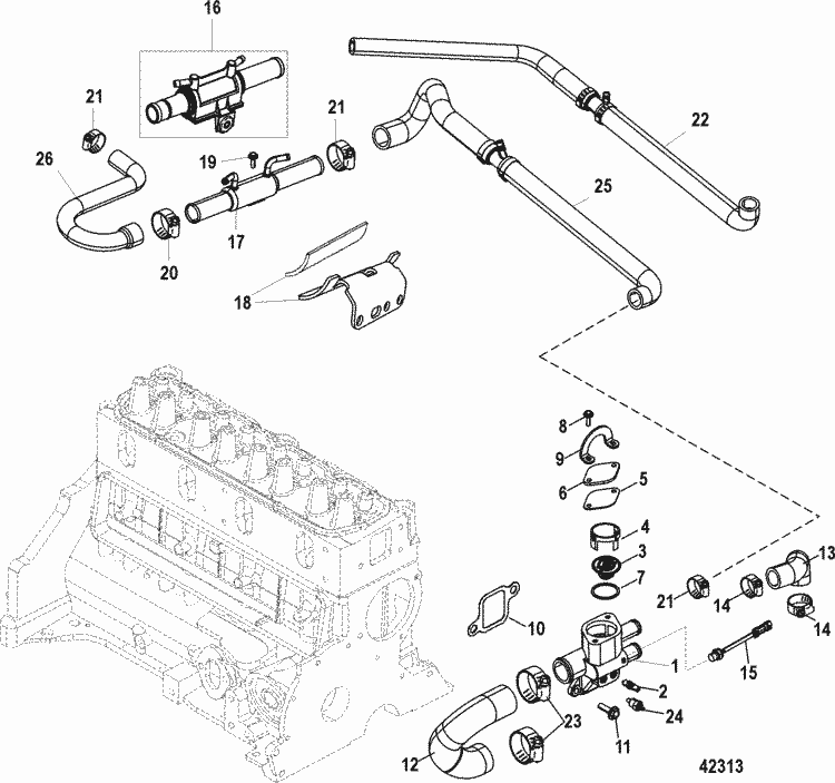 MerCruiser 3.0L GM 181 I / L4 Standard Cooling System Parts