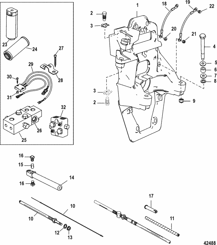 MerCruiser Bravo XR Three Transom Plate & Shift Cable Parts