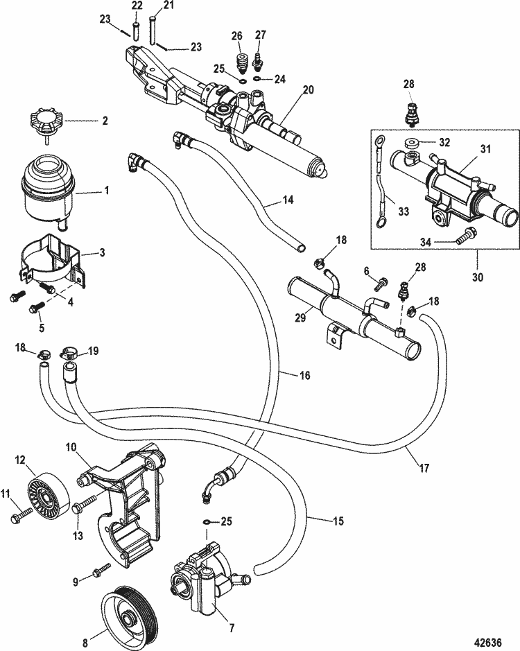 MerCruiser 496 Mag (H.O. Model) Steering Components Parts