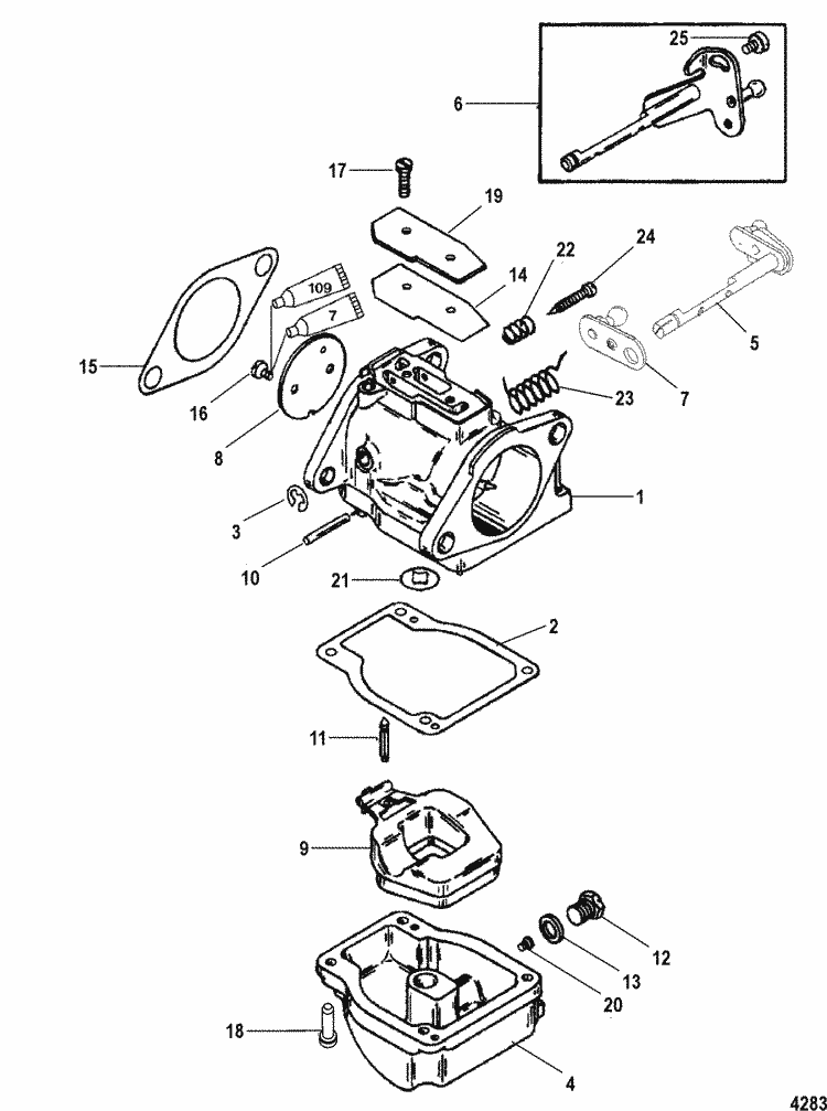Mercury Marine 125 HP (4 Cylinder) Carburetor Parts pit bike wiring diagrams 