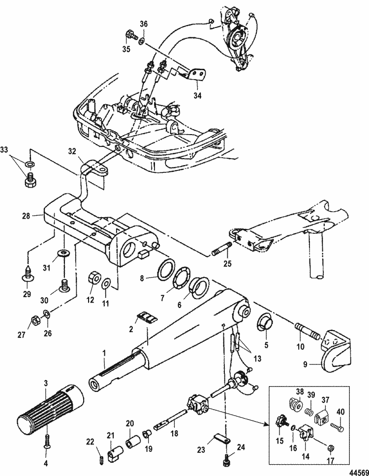 Mercury Marine 40 Lightning XR (International) Steering Handle Parts