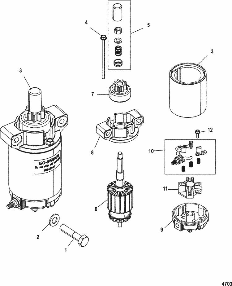Mariner 13.5 HP (4Stroke) (International) Starter Motor Parts