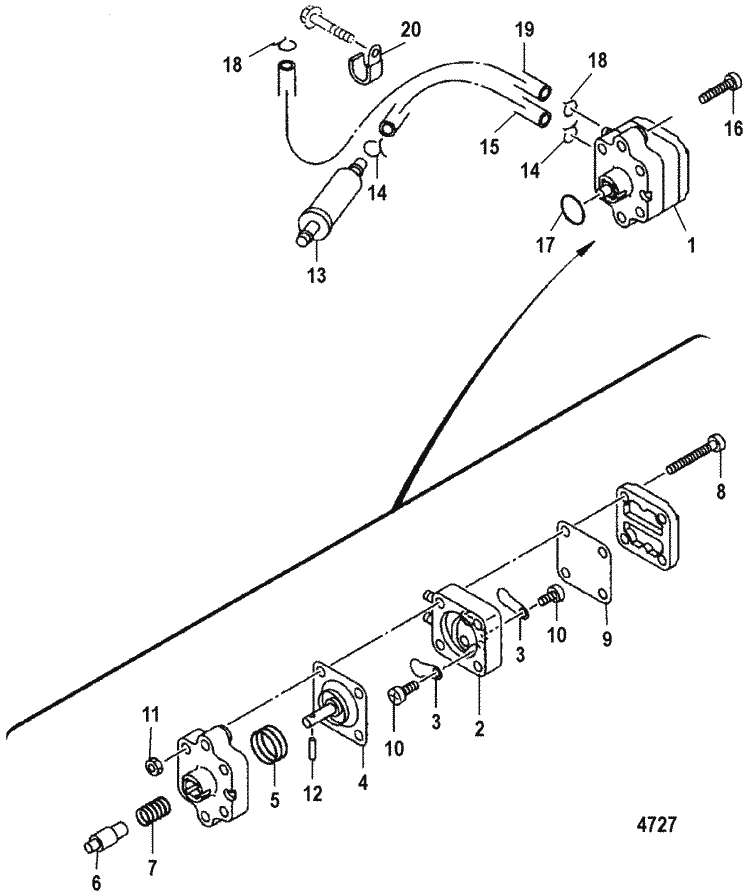 Mercury Marine 15 HP (4-Stroke) Fuel Pump Parts